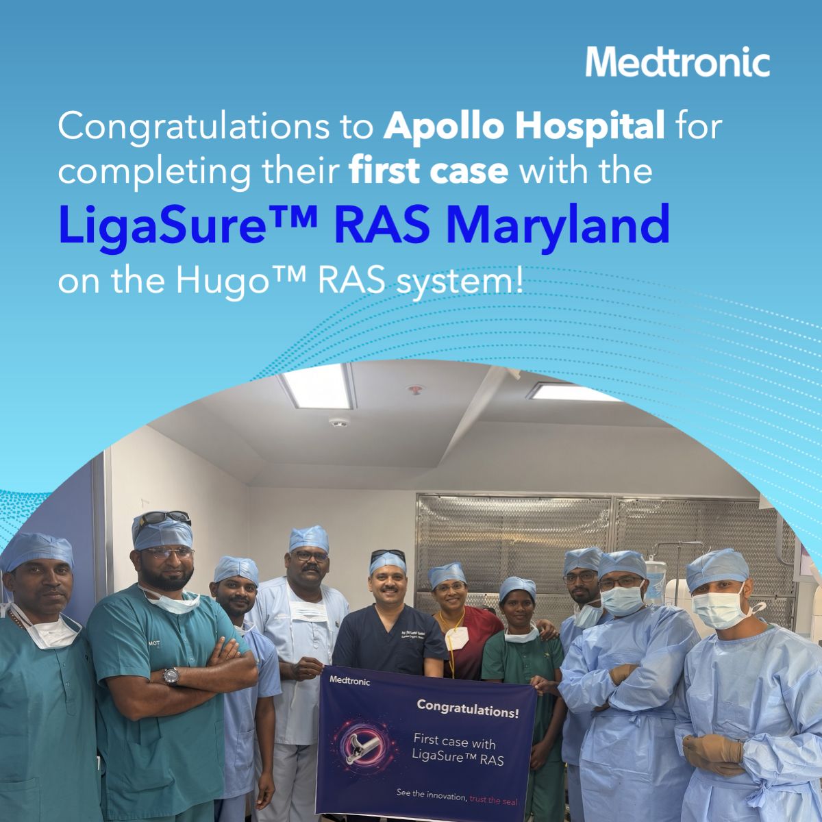 Ang mga ospital sa apollo sa Chennai nagpahigayon sa unang pamaagi sa India gamit ang ligasure ras gamit ang hugo robotic system