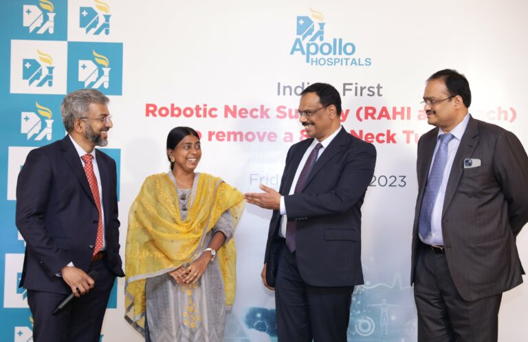 Apollo Hospitals, Chennai has successfully performed India’s first Robotic RAHI scarless surgery to remove a tumour on patient’s neck