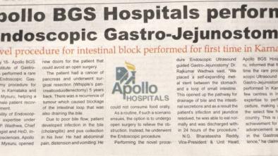  A Novel Procedure for Intestinal Block performed at Apollo BGS Hospitals for the first time in Karnataka 
